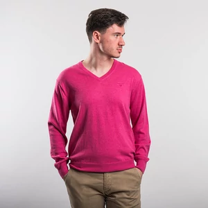 Gant férfi v-nyakú kötött pulóver, rózsaszín, 100% pamut