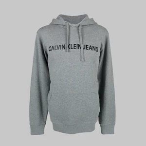 Calvin Klein férfi kapucnis pulóver, szürke, feliratos, 100% pamut